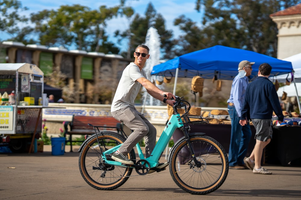 a person riding a bicycle