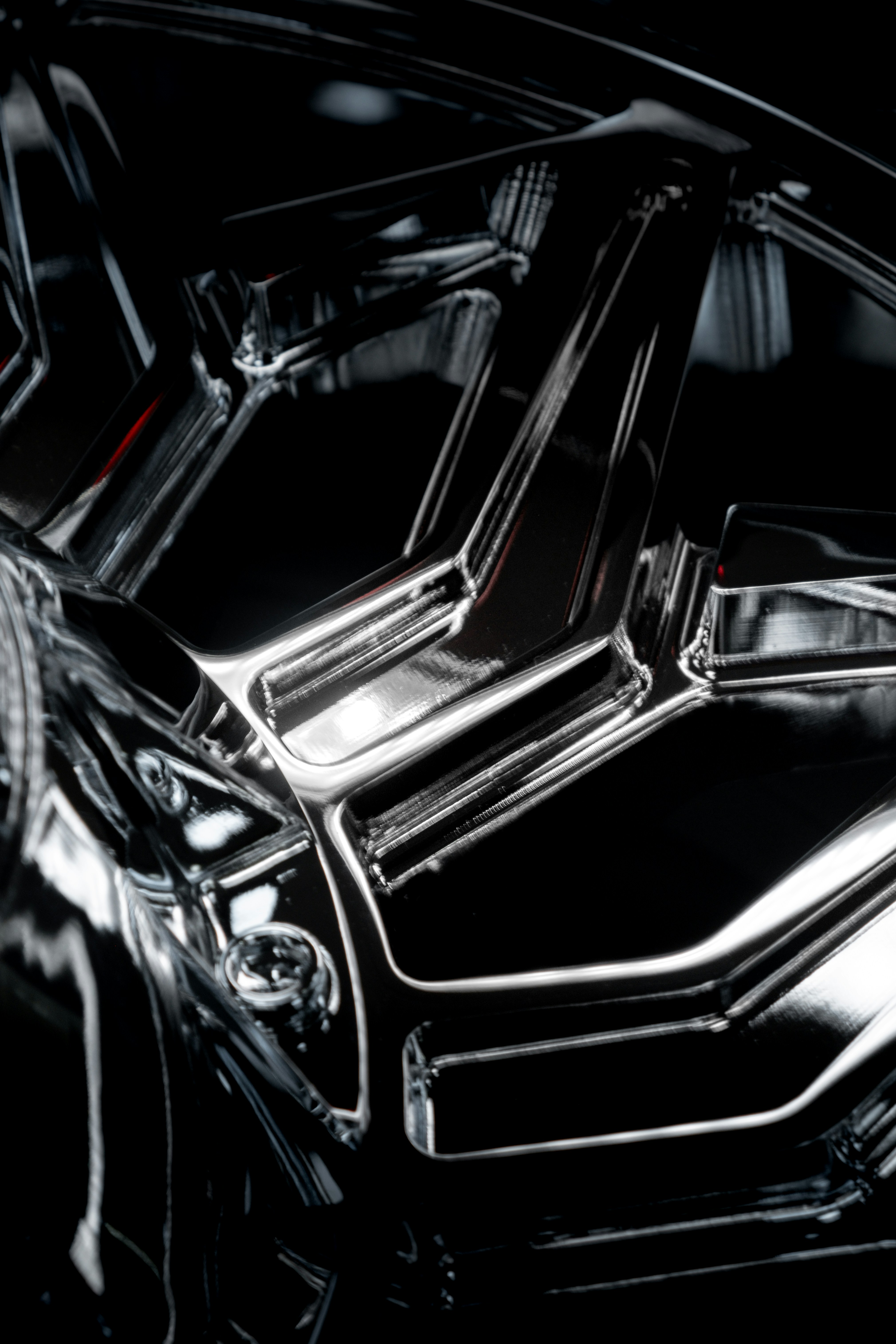 the front of a black car