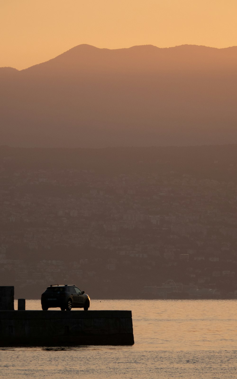 a car parked on a dock