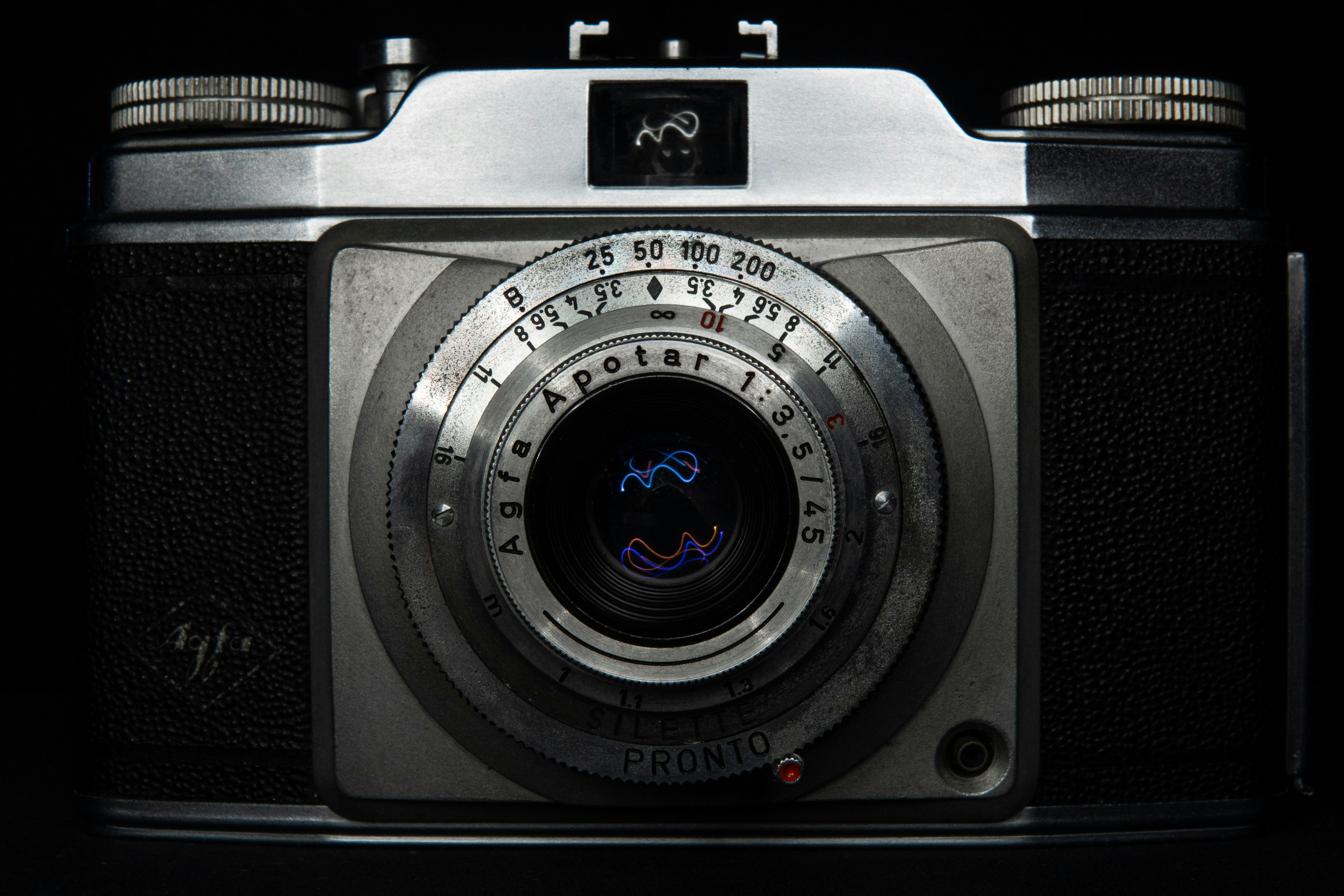 a black and silver camera