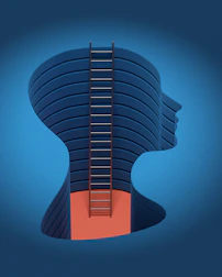 ladder inside head silhouette illustration