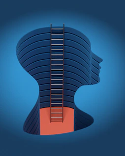 ladder inside head silhouette illustration