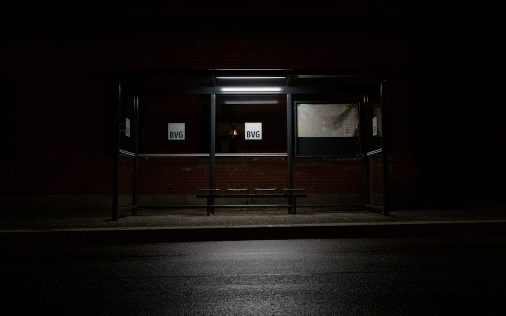 a bench in front of a building