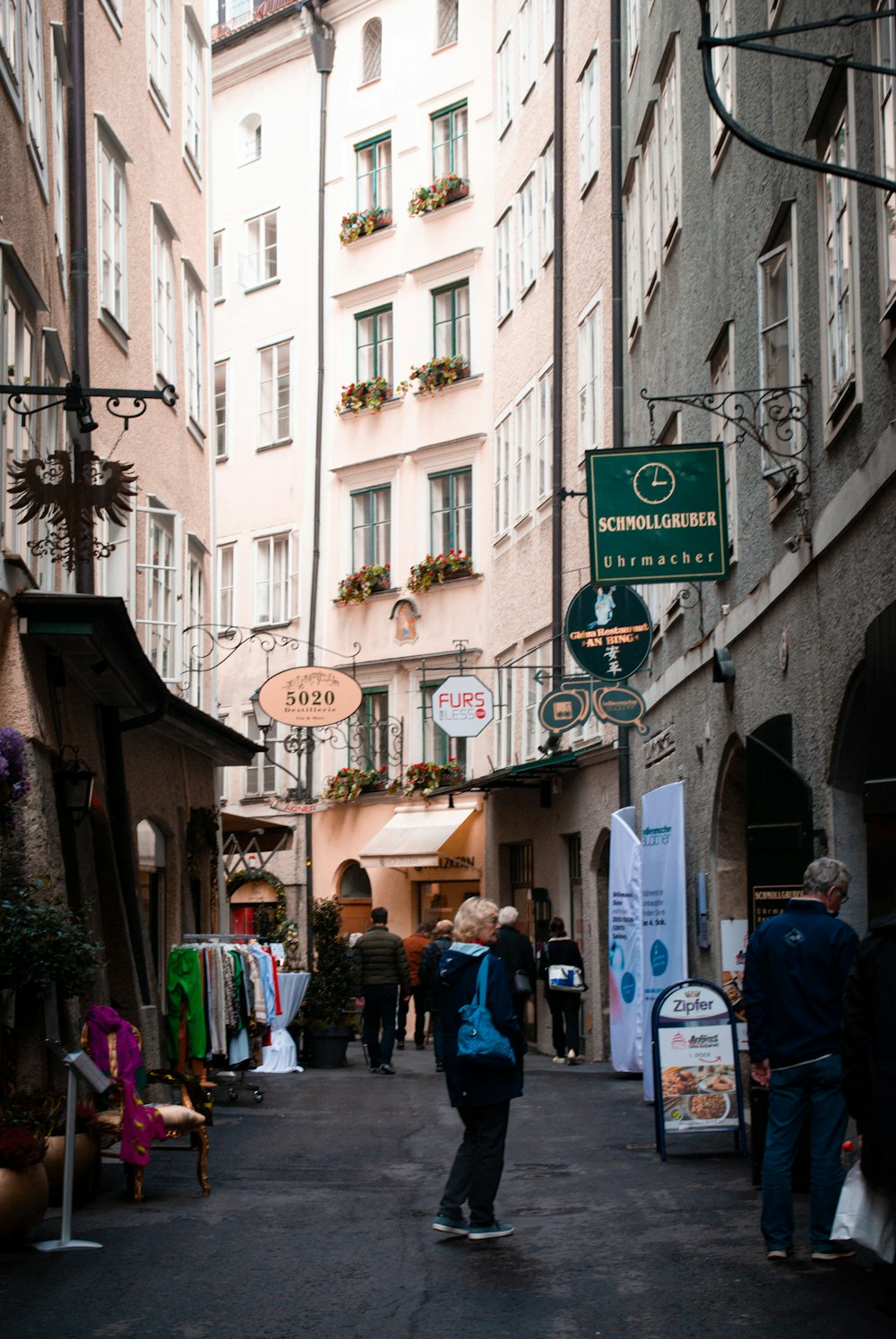 people walking on a street