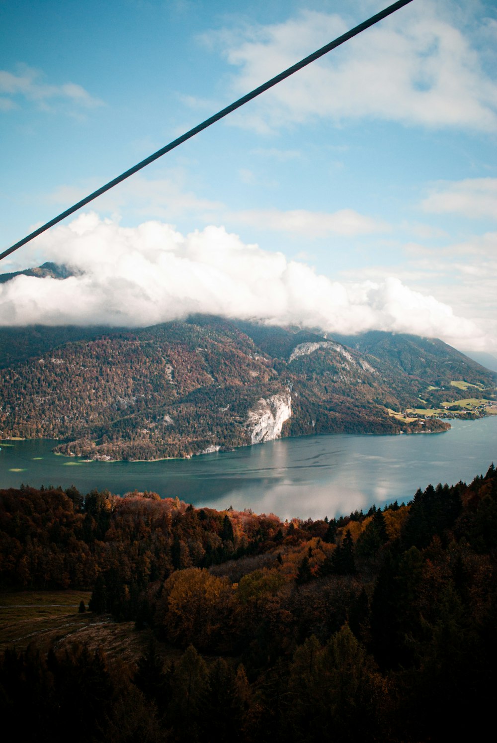 a view of a mountain range and a body of water