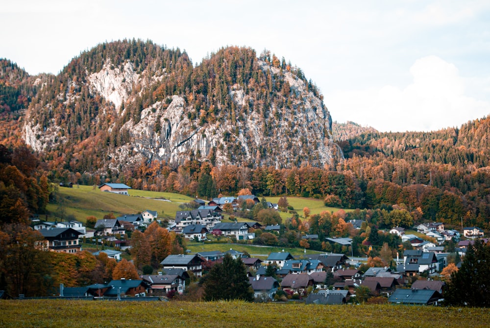 a town below a mountain