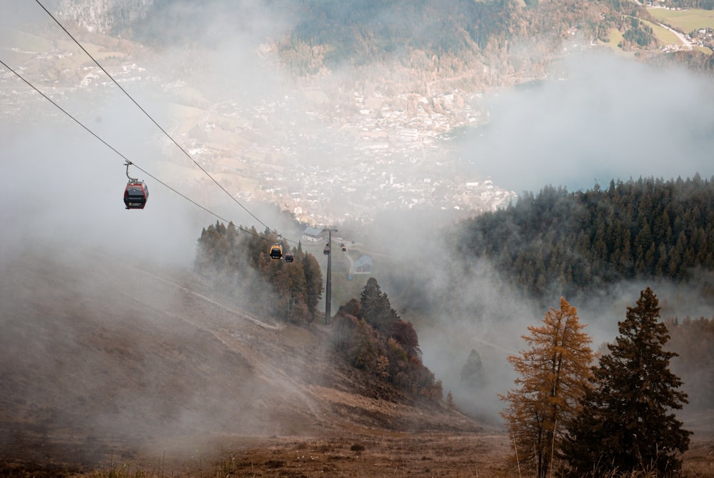 a ski lift going up a mountain