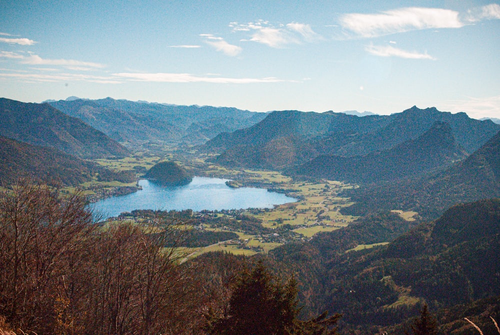 a lake surrounded by mountains