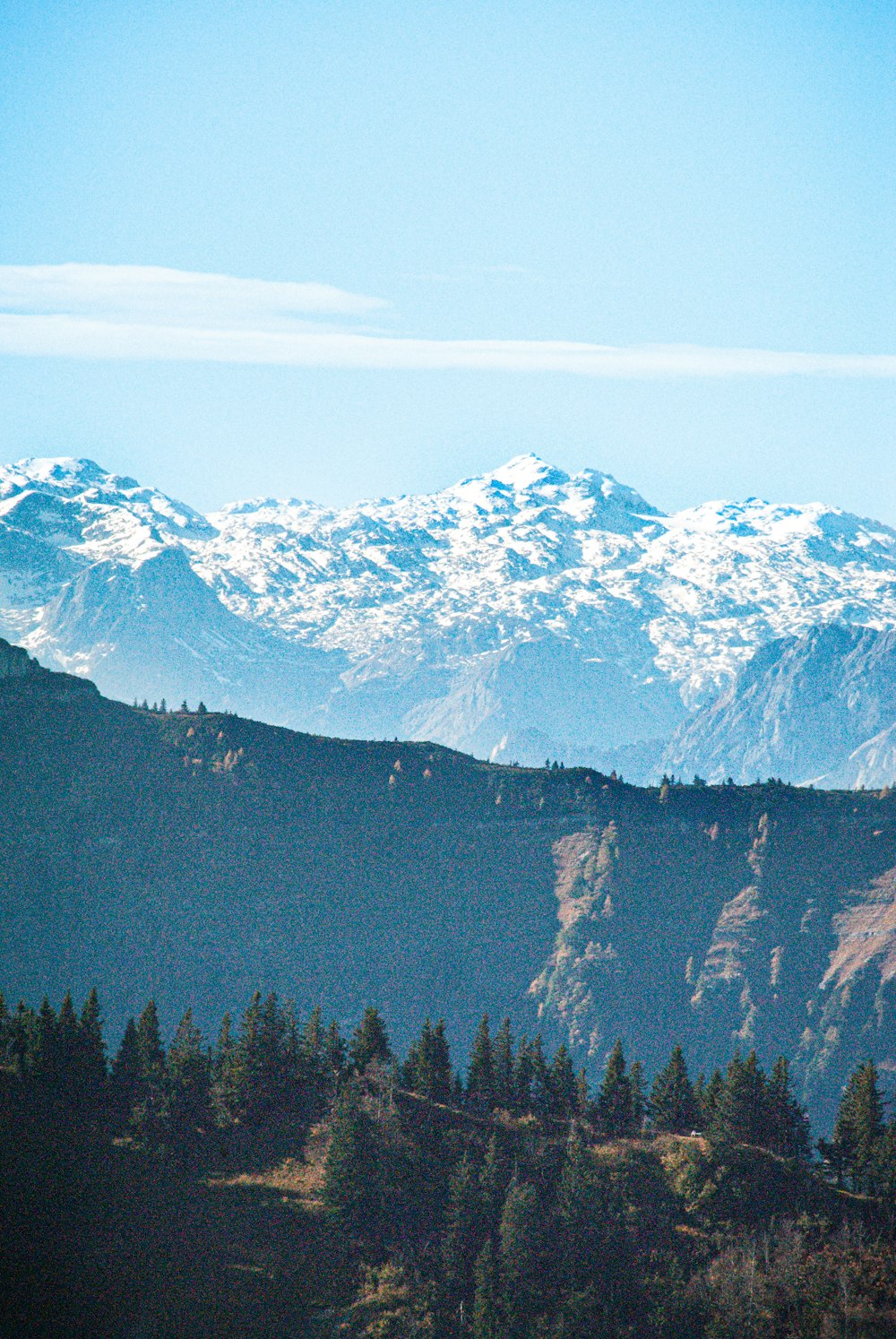 a mountain range with snow