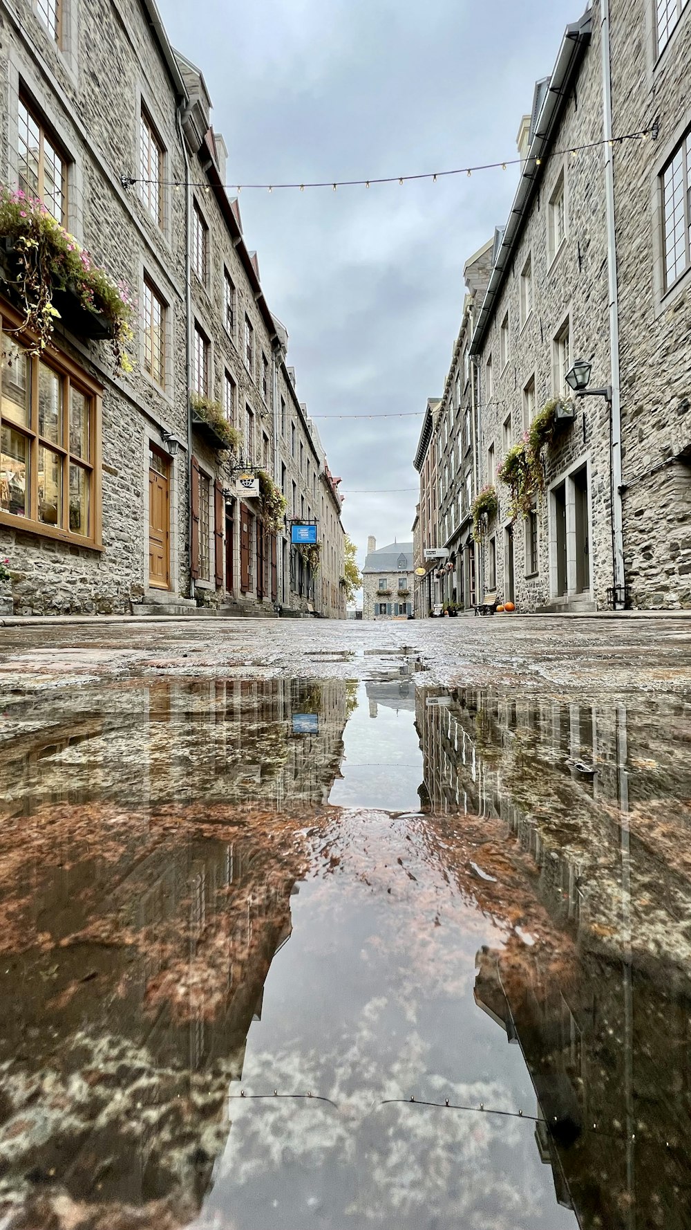 a canal between buildings