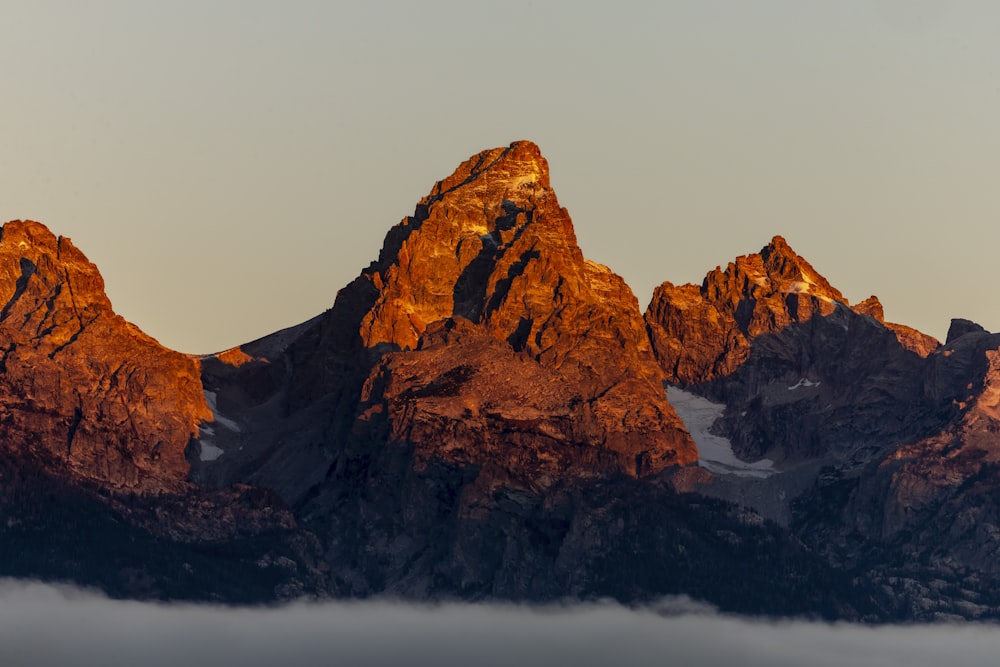 a mountain with snow