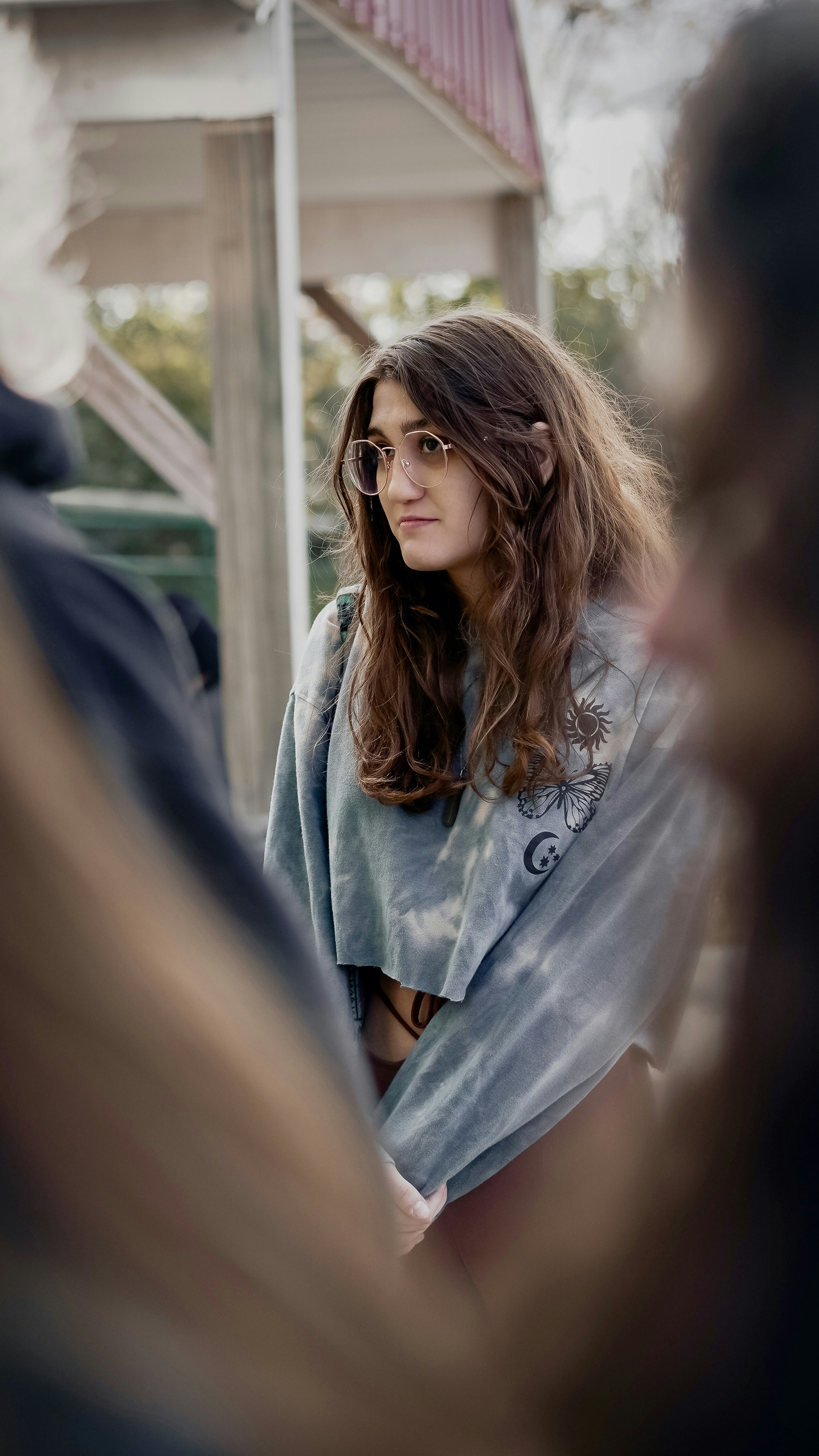 a woman with long hair