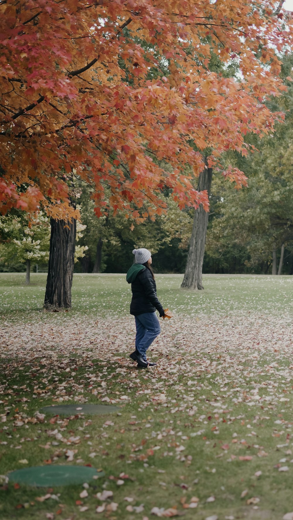 a person walking in a park