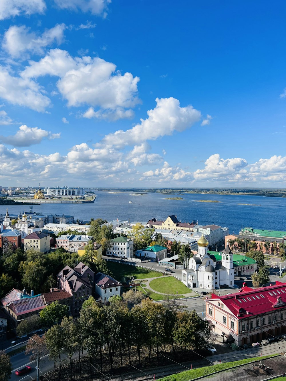 a town next to a body of water