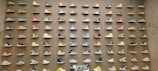 A vibrant display of colorful sneakers arranged in a row.
