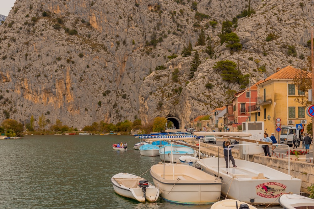 boats parked on the water