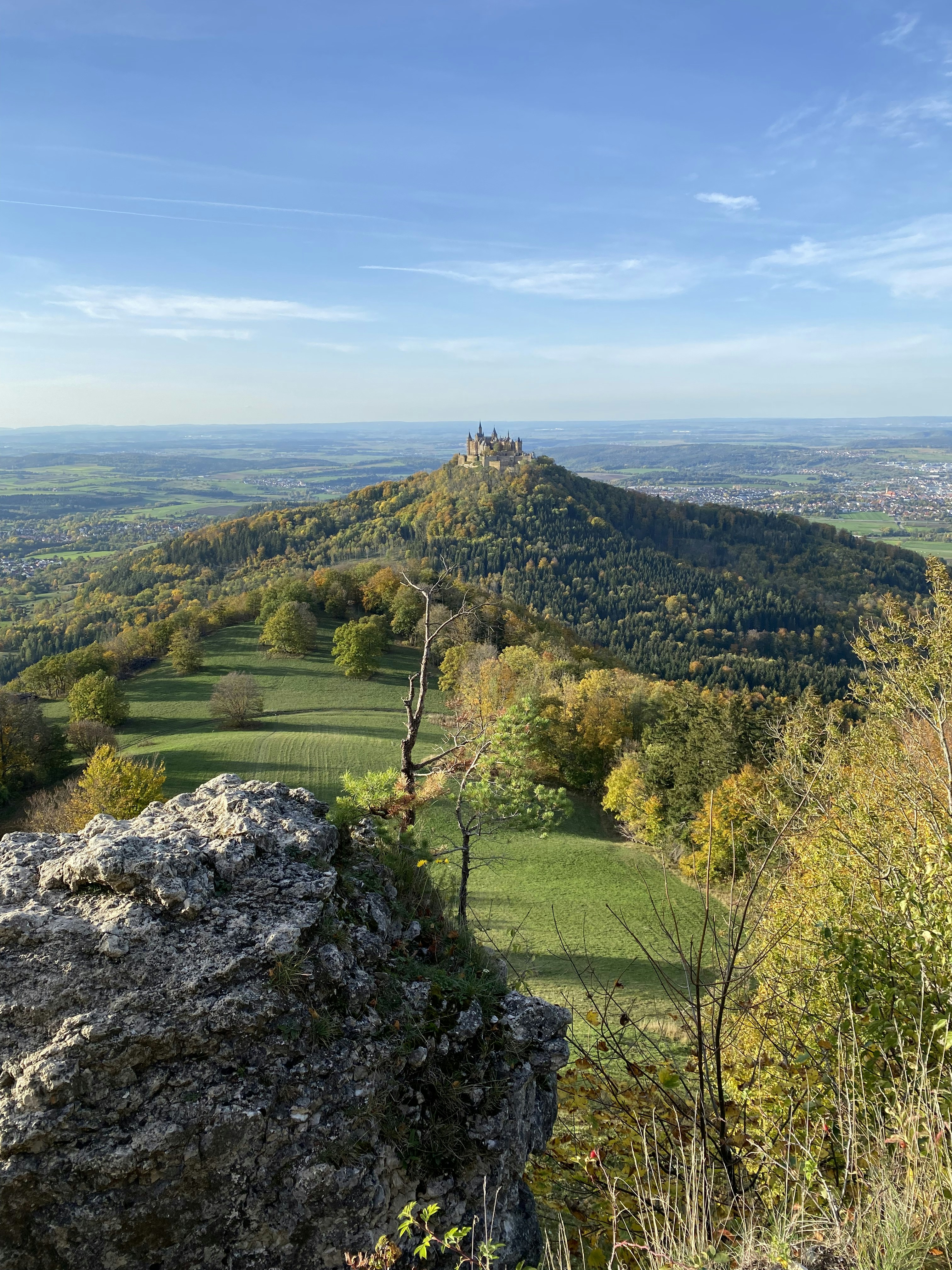 a landscape with trees and hills
