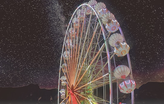 A vibrant zodiac wheel glowing under a starry night sky.