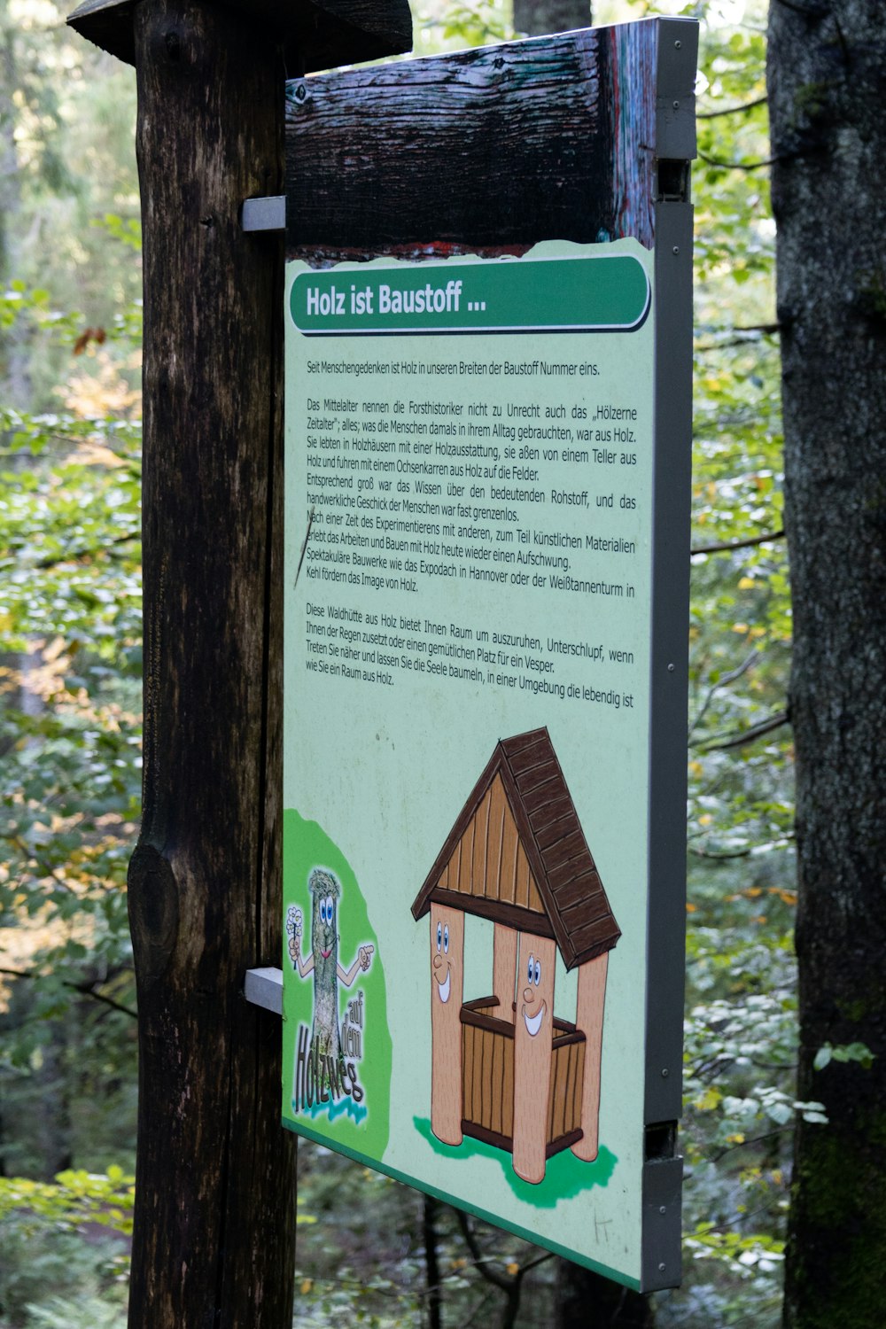 a sign on a tree