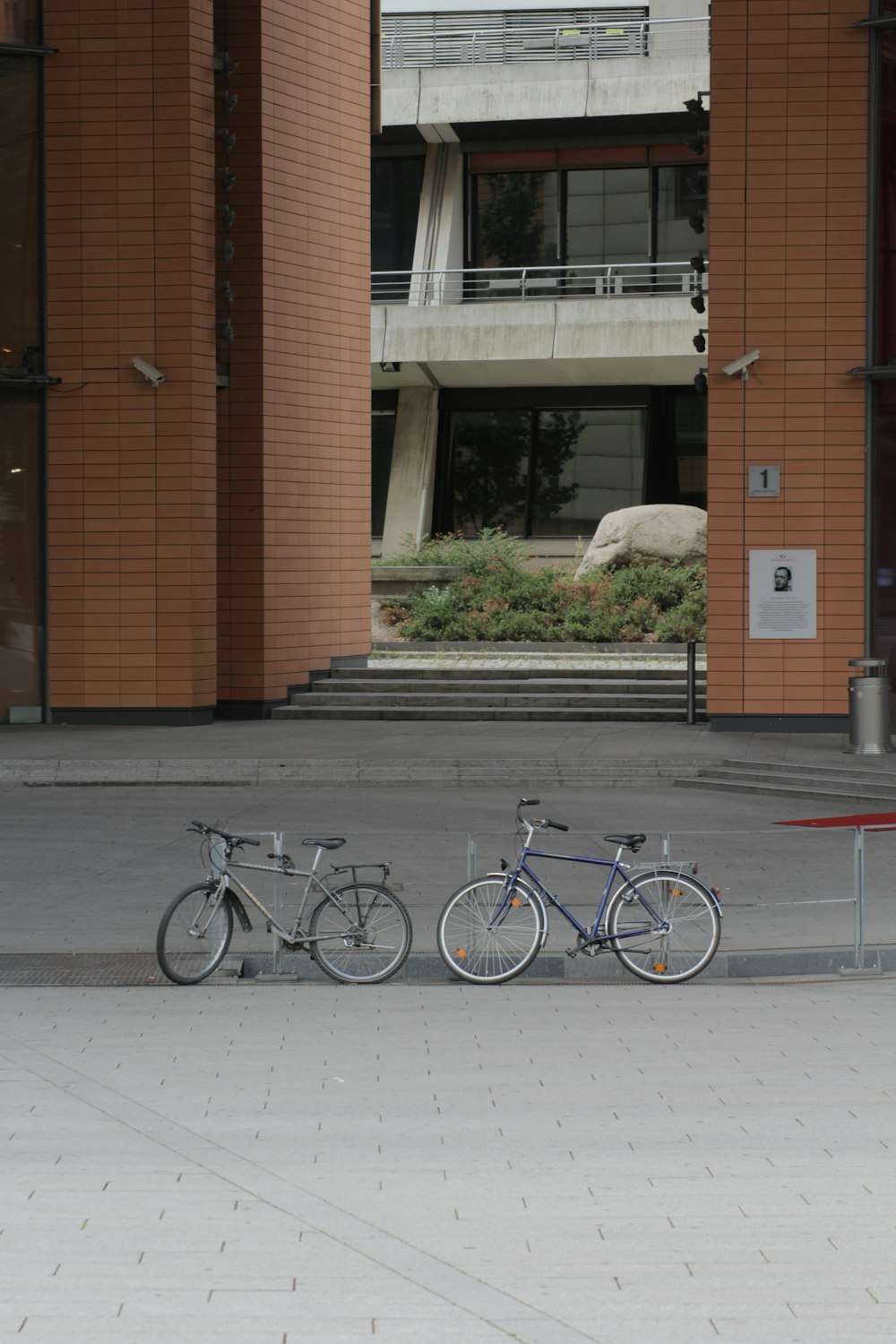 bicycles parked on the sidewalk