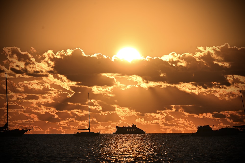 a sunset over a body of water