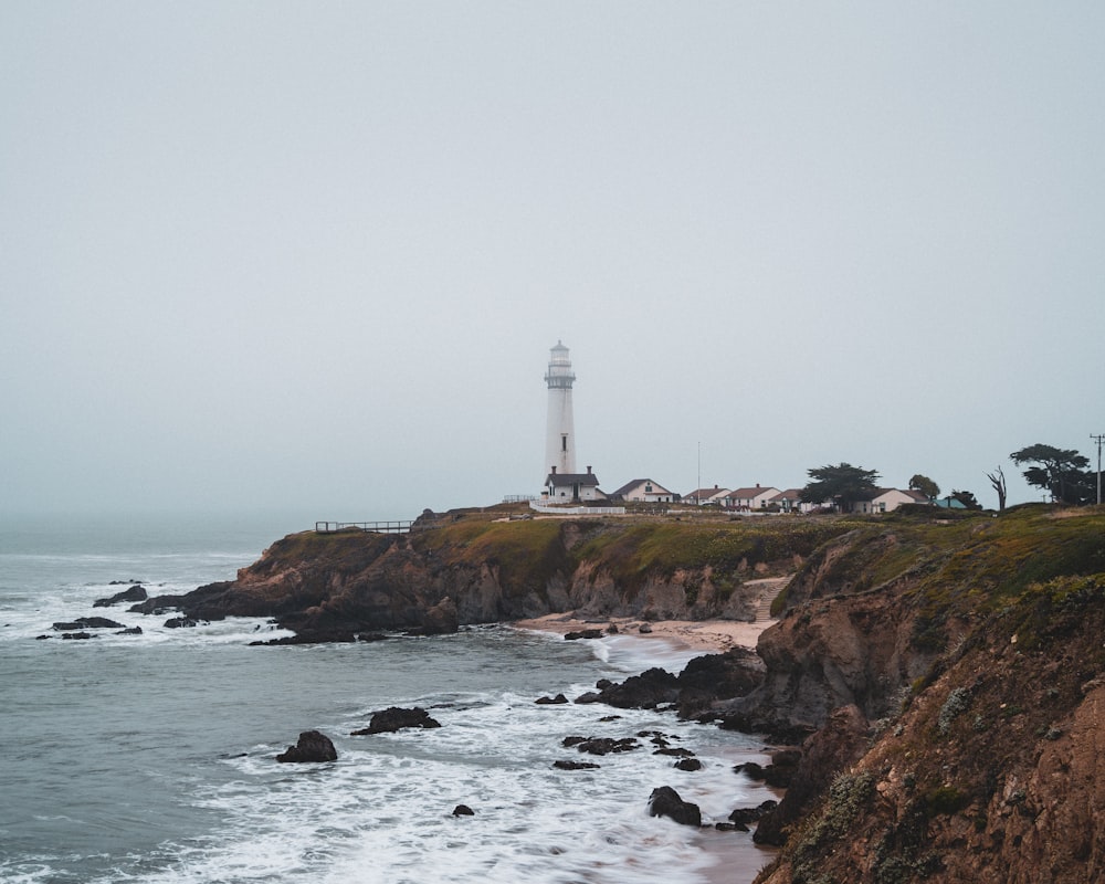 a lighthouse on a rocky coast