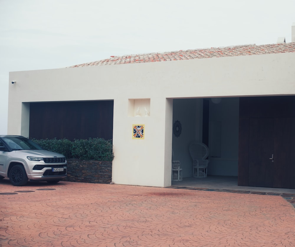 a car parked outside a building