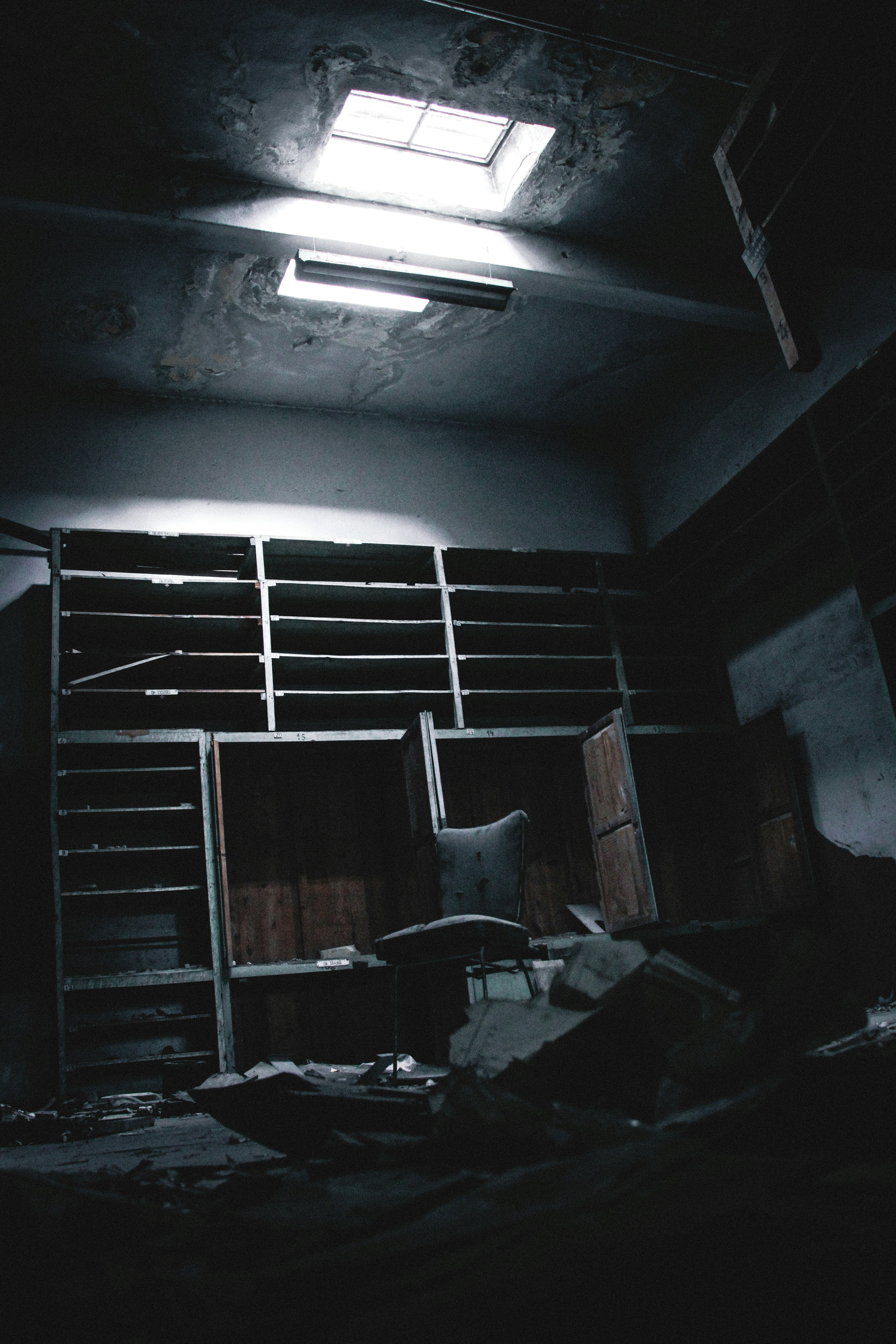 a room with a chair and a table