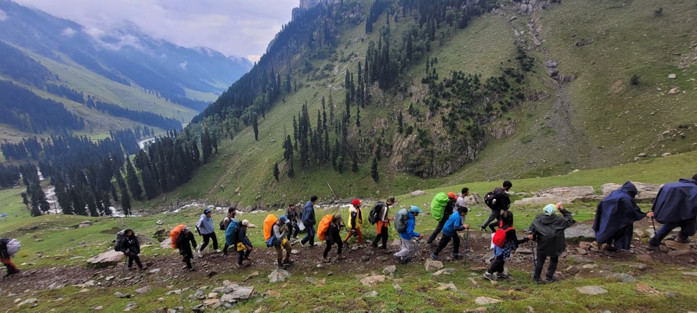 a group of people hiking