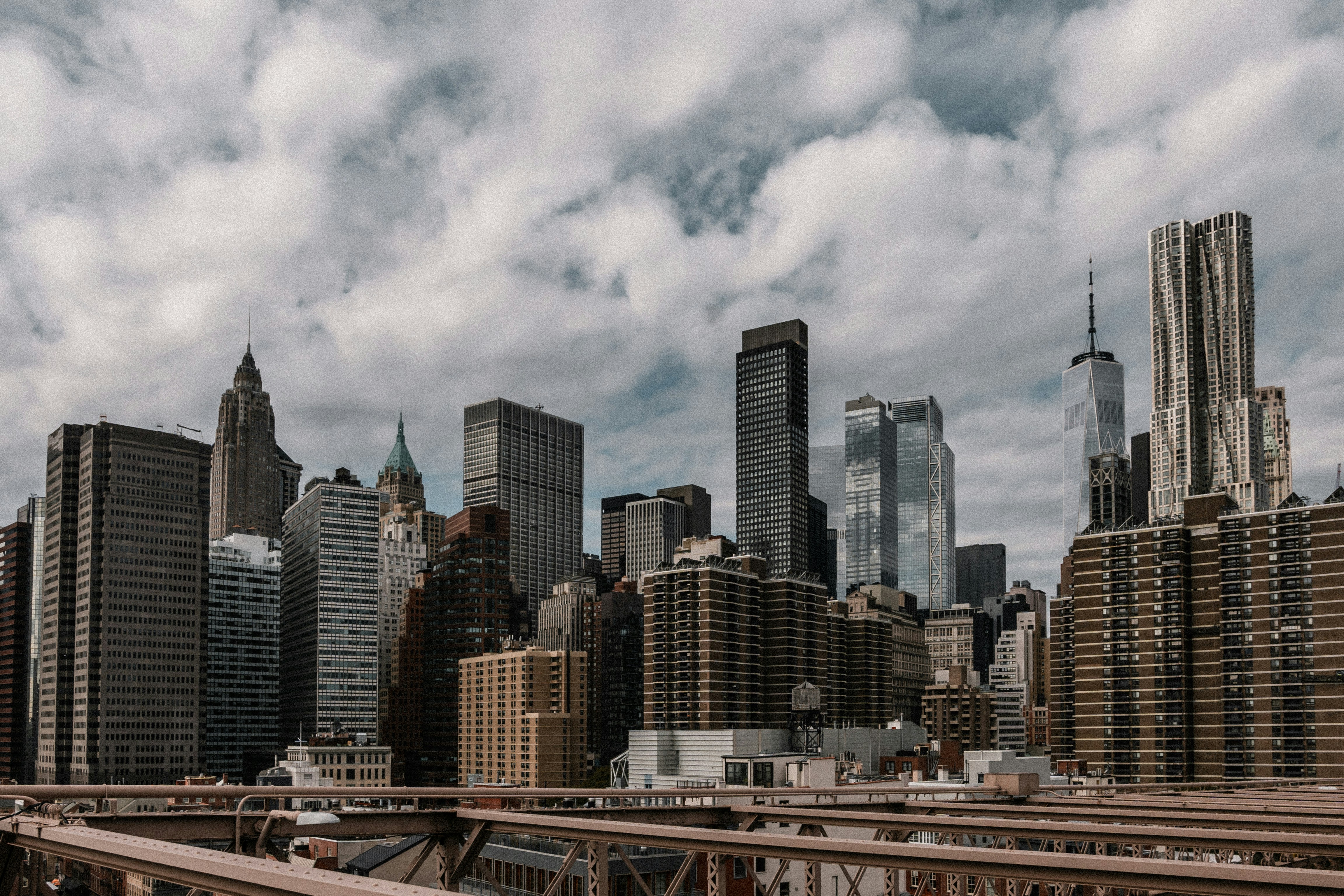 a city skyline with clouds