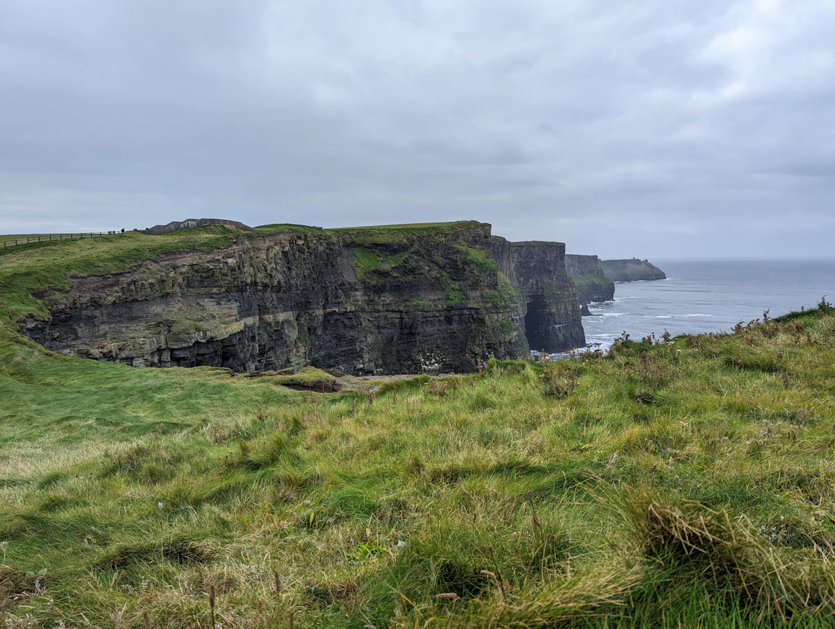 Skellig Michael monastery beehive cells on the rocky summit above the Atlantic Ocean