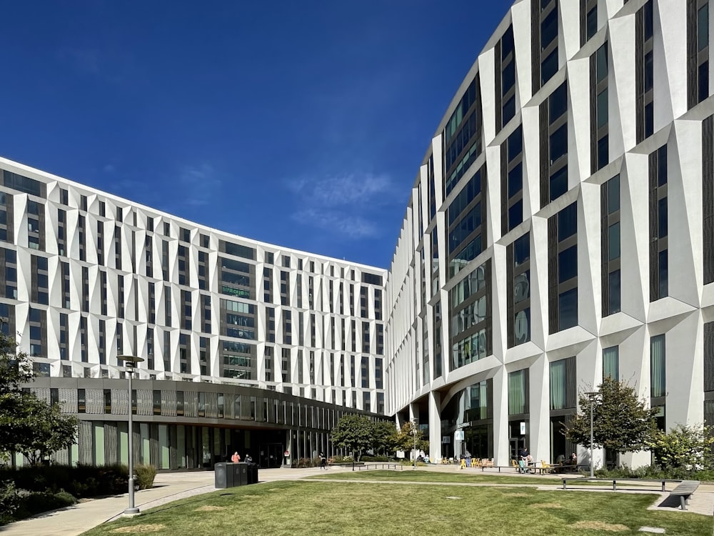 a building with a walkway in front