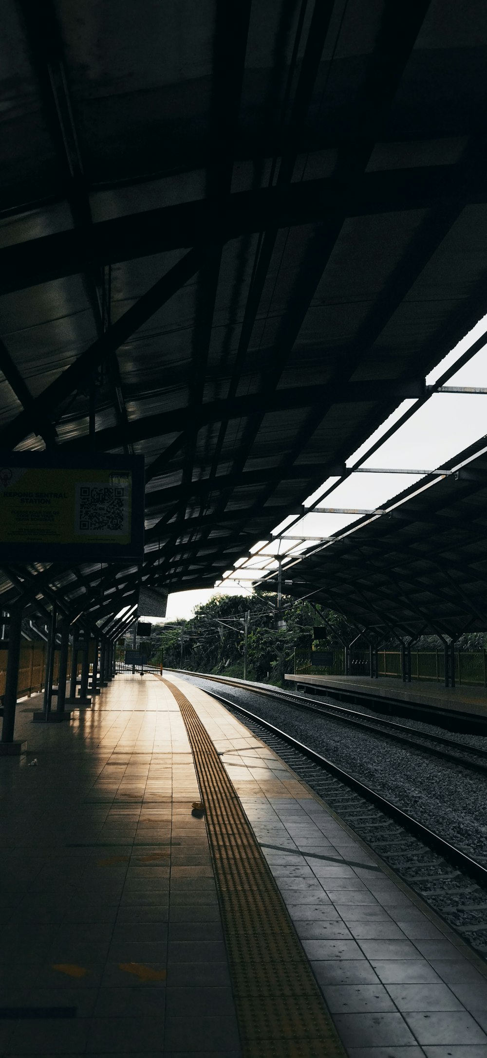 a train station with a train