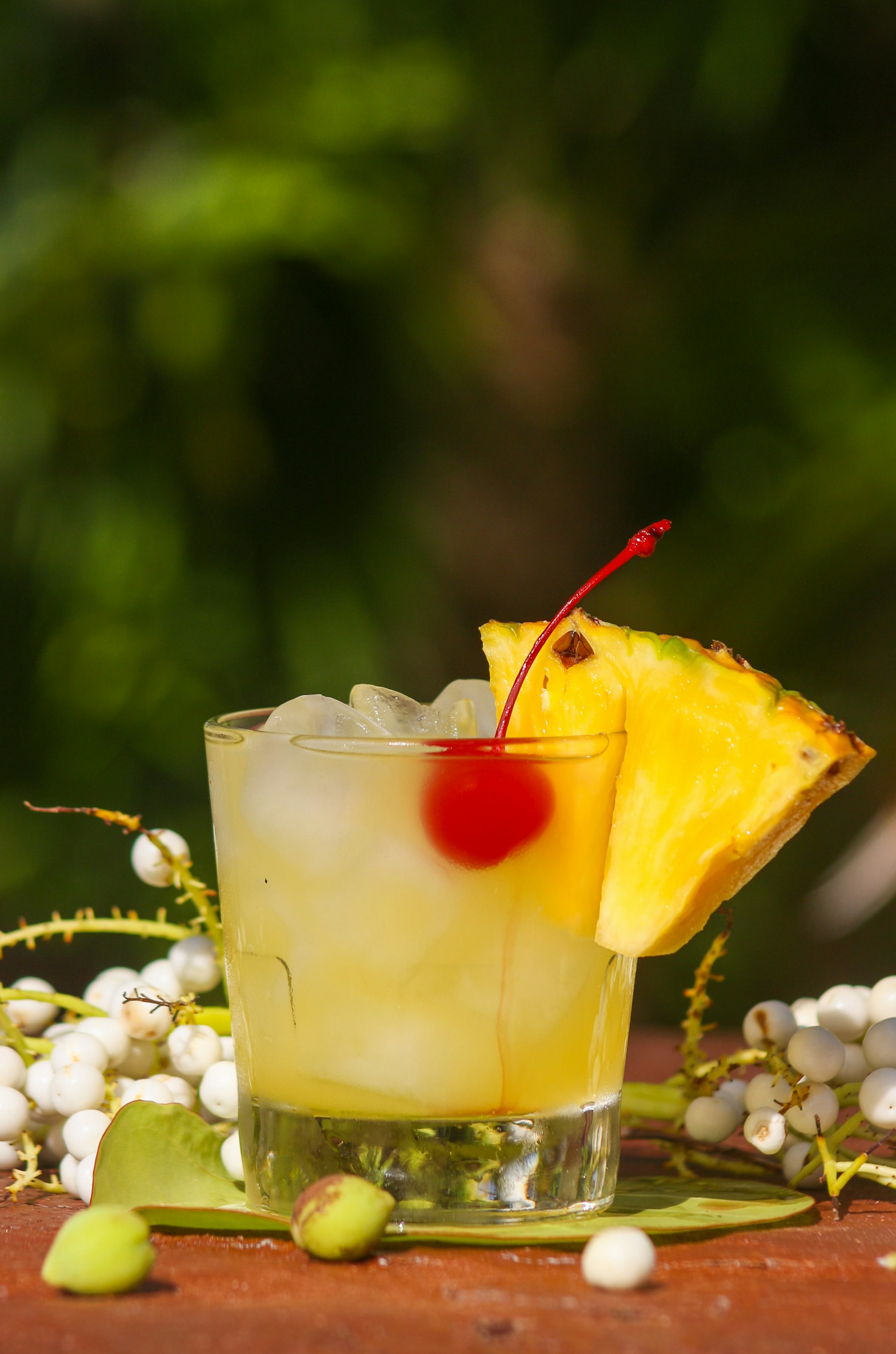 a glass with a drink in it