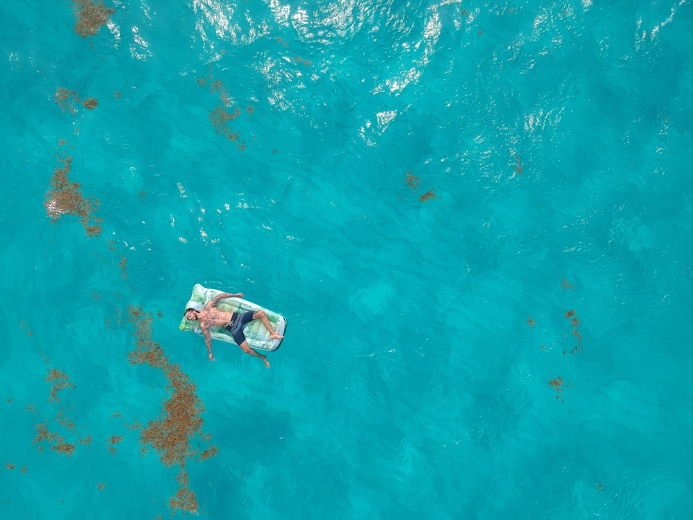 a person swimming in water