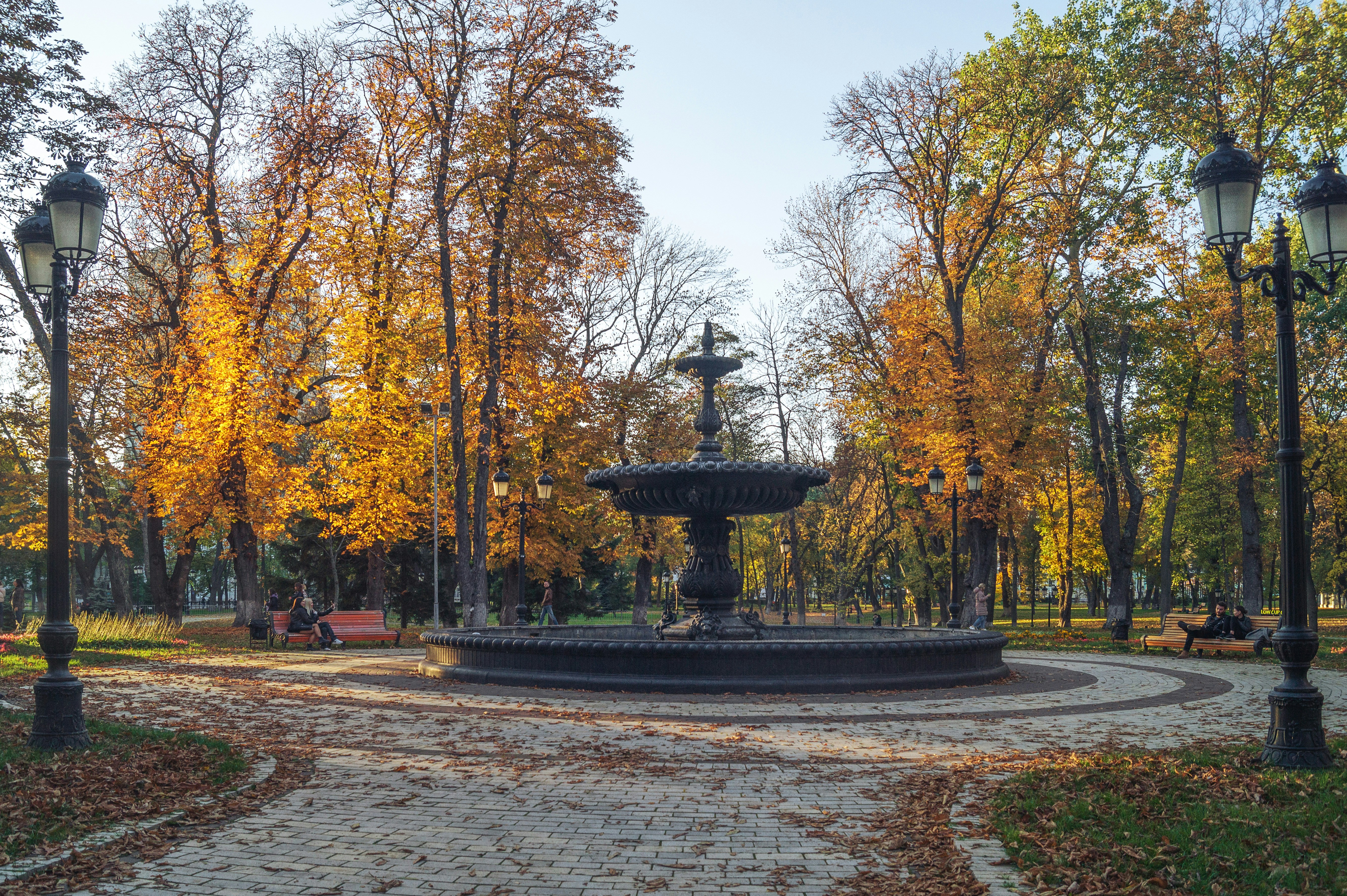 a fountain in a park