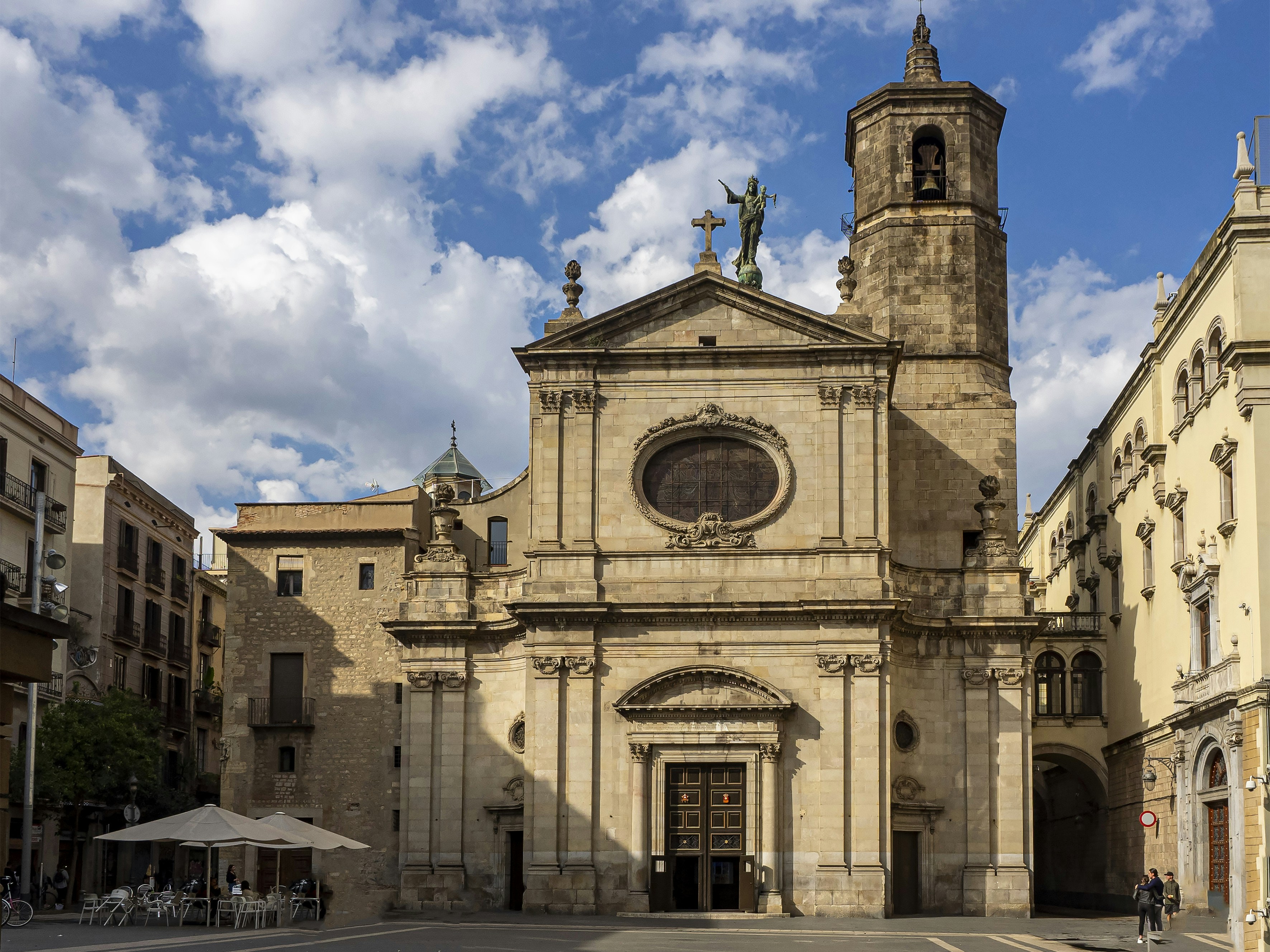 a large stone building with a tower