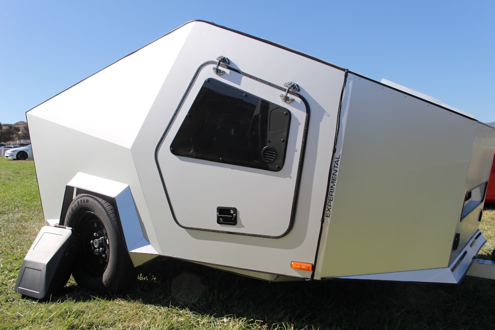 a white van with a flat bed