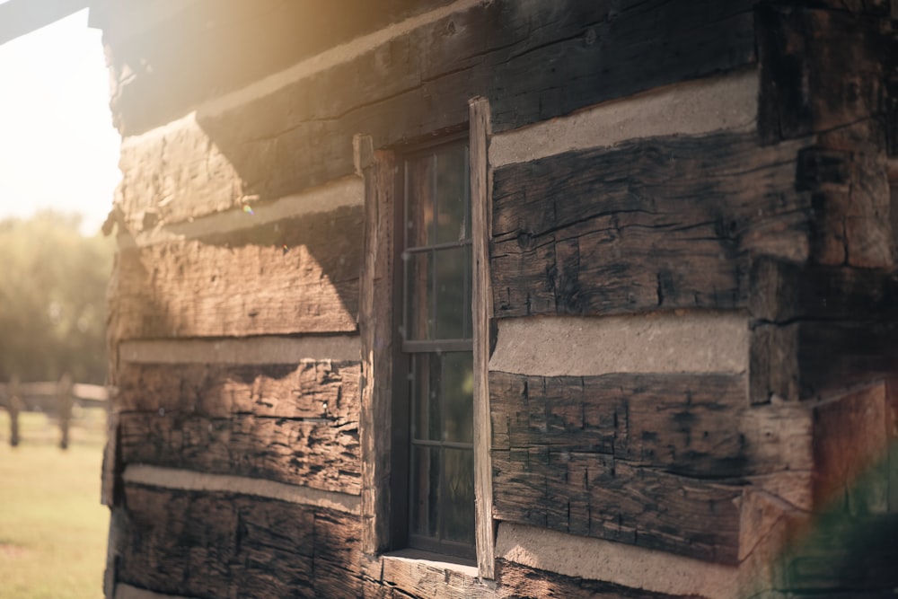 a window in a stone building