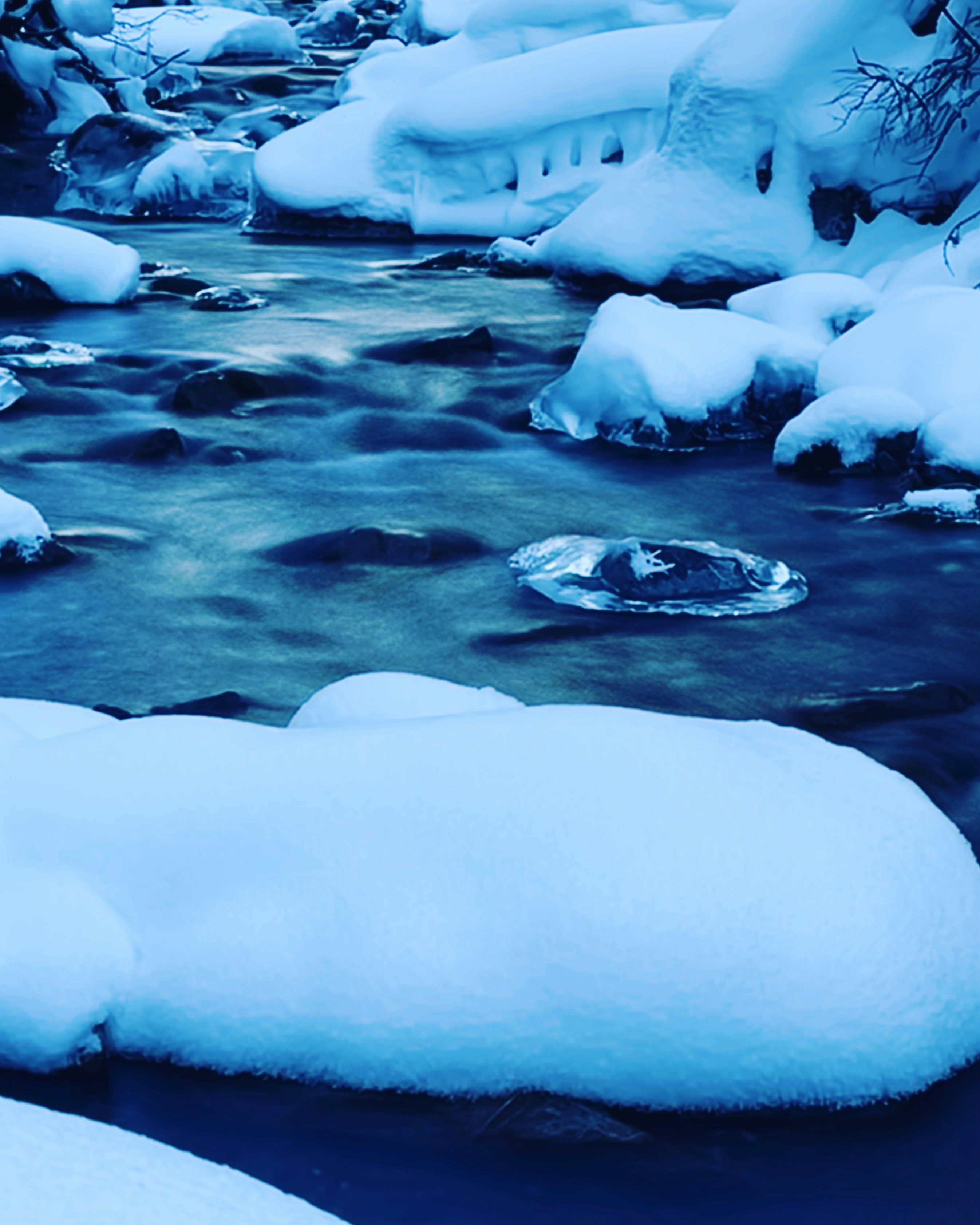 Un groupe d’icebergs dans l’eau