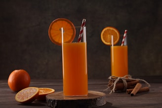 a glass of orange juice