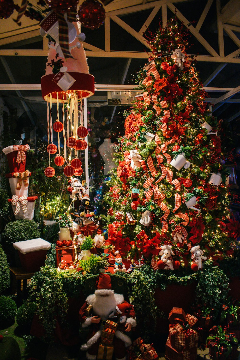 a christmas tree with ornaments and decorations