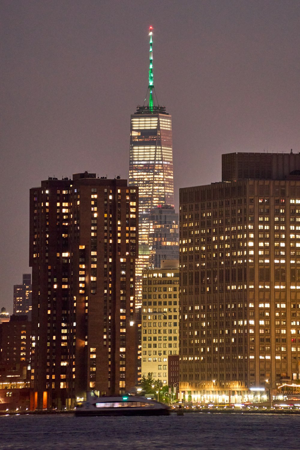 a city skyline at night