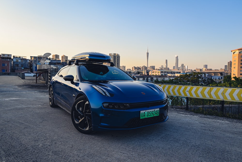 a blue sports car