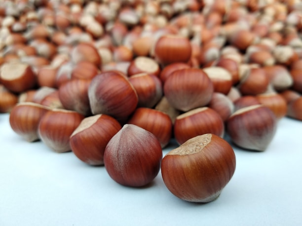 a group of brown round objects