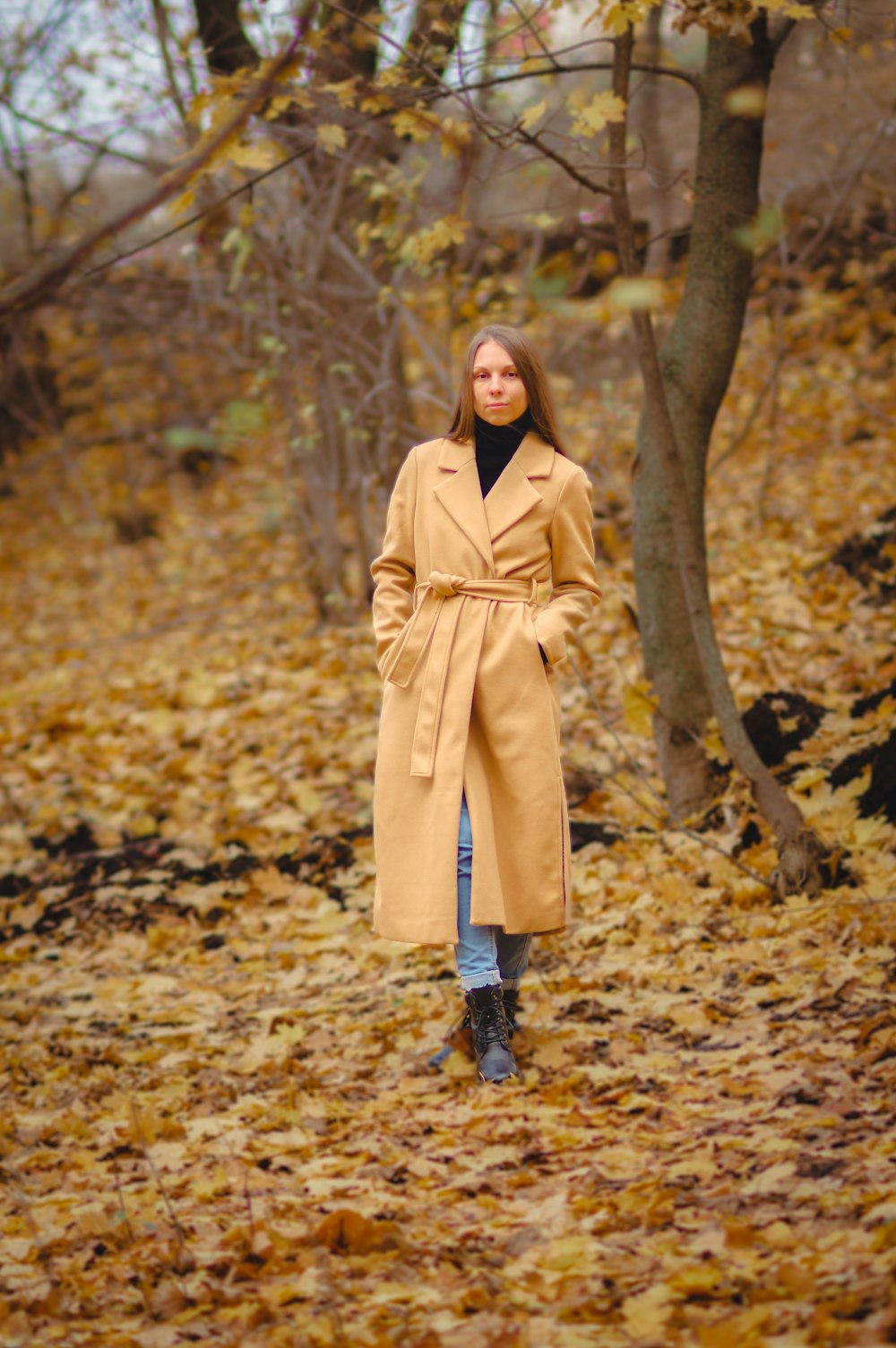 a person standing in a forest