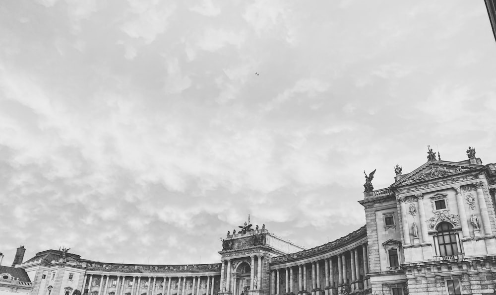 a building with statues on top