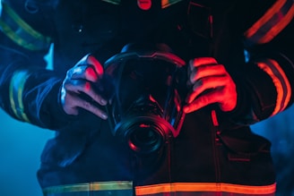 a person wearing a gas mask