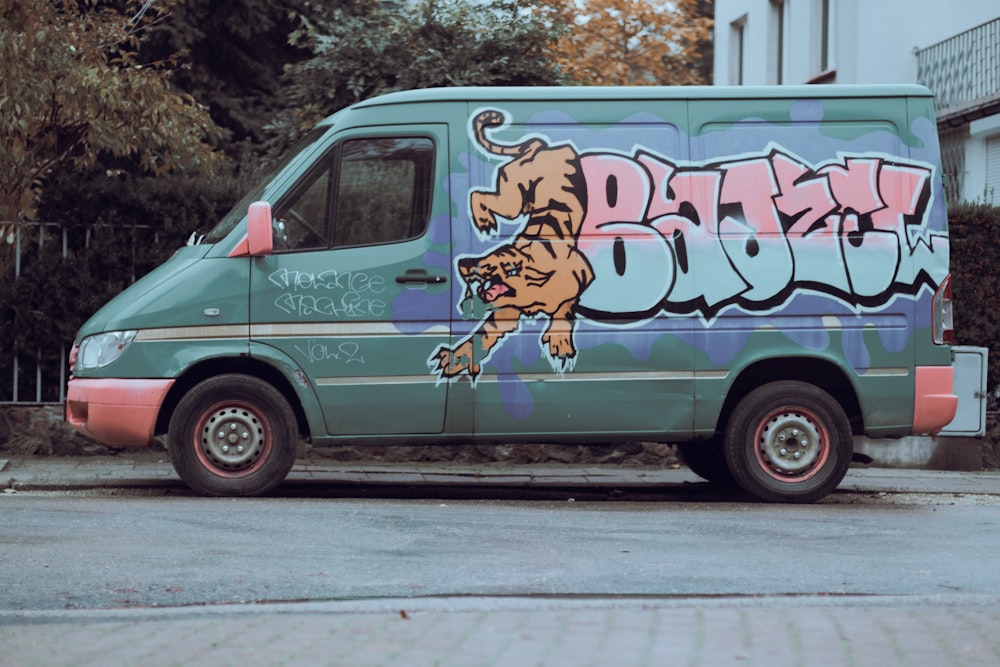 a van with a cartoon on it