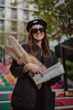 a woman holding a book